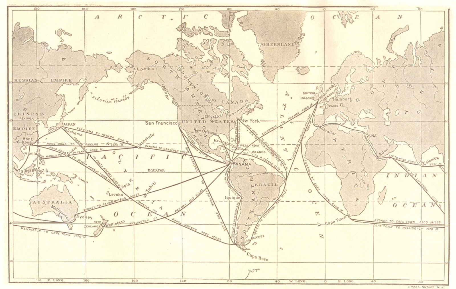 'How the PANAMA CANAL will shorten world trade routes'. Shipping routes 1907 map